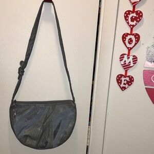 Vintage HANDI BAGS Gray Shoulder Bag Genuine Leather 11” X 8”